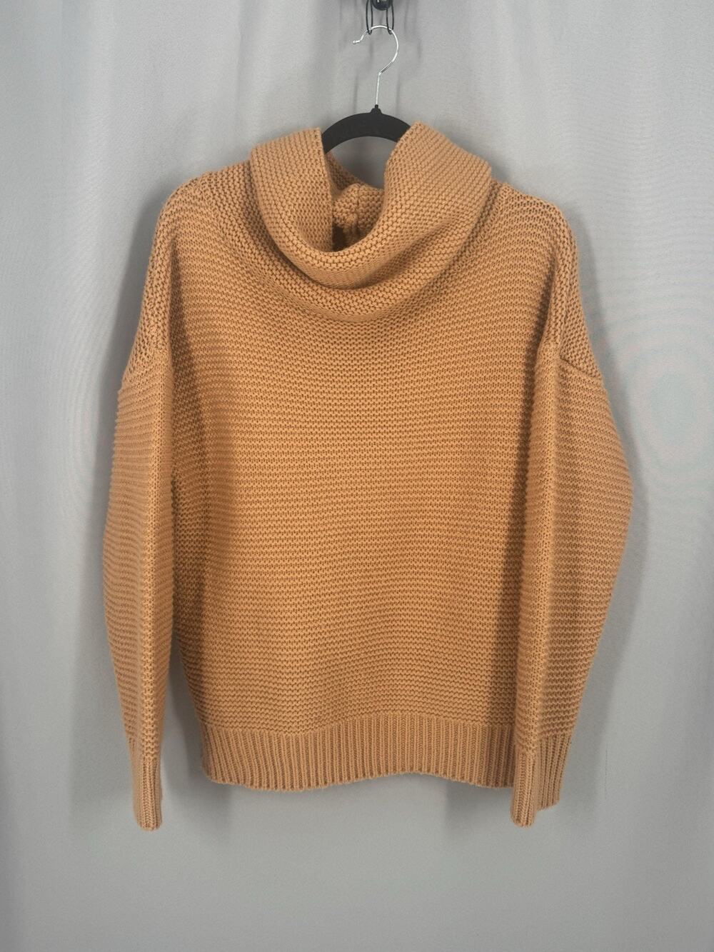 Fate by Anthropologie Sweater Medium Dusty Rose Cowl Neck Garter Stitch Crochet
